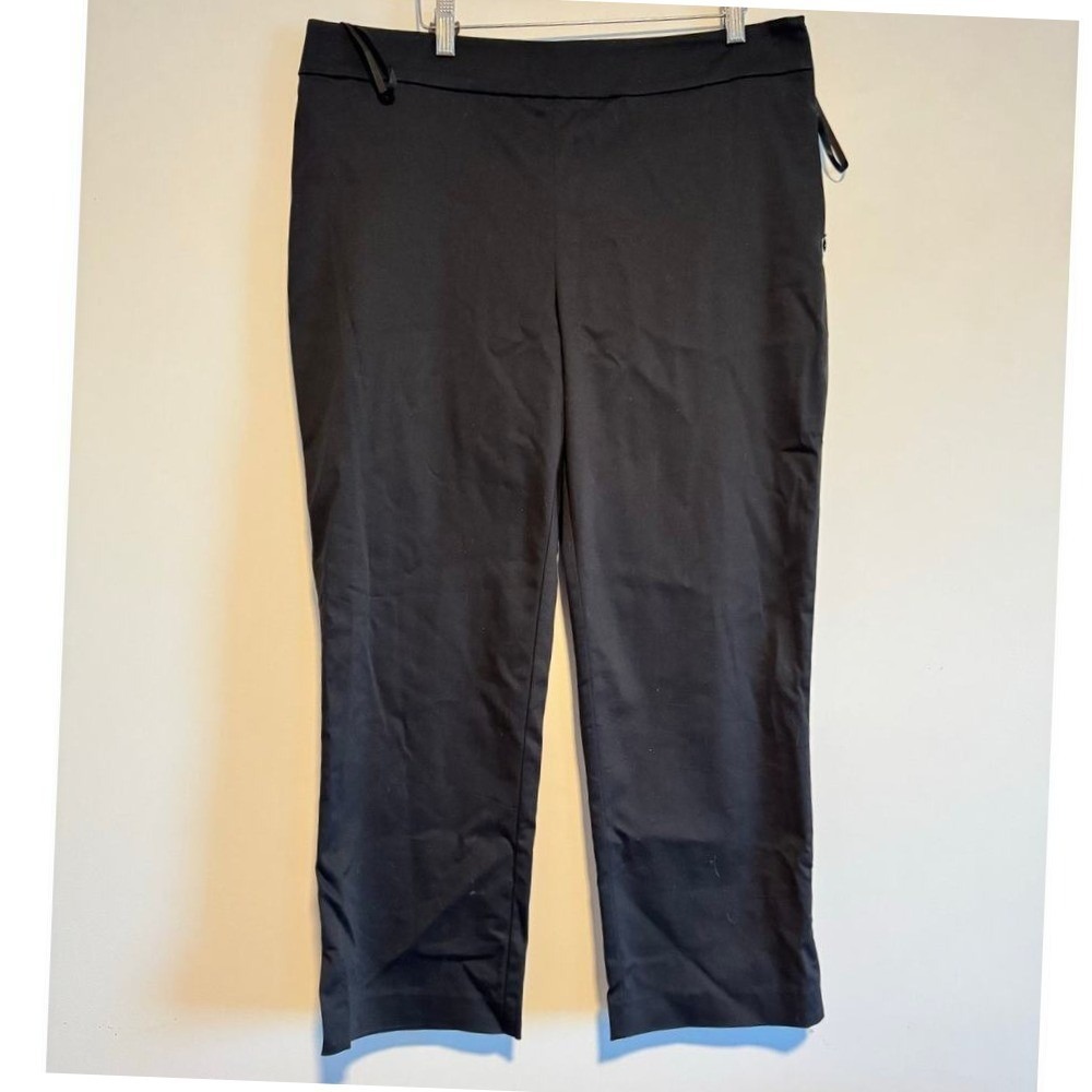 STAUD Black Cropped Straight Leg Side Zip Pants Women's Size‎ 14 Cotton Blend